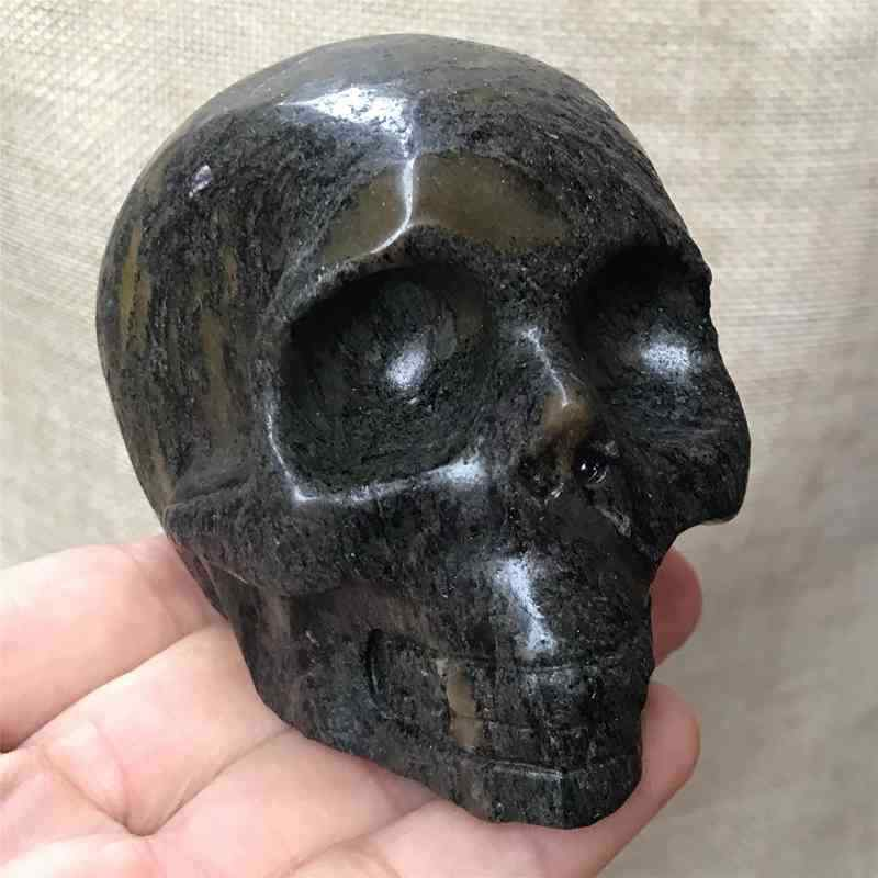 0.49Kg Natural black jade quartz skull carved Quartz Crystal skull Healing