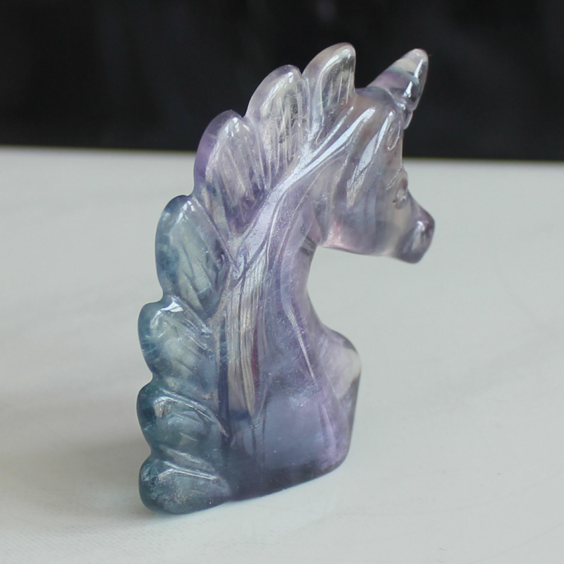 HLbshi Hand Carved Mixed Gemstone quartz crystal Unicorn animal Figurine Carving