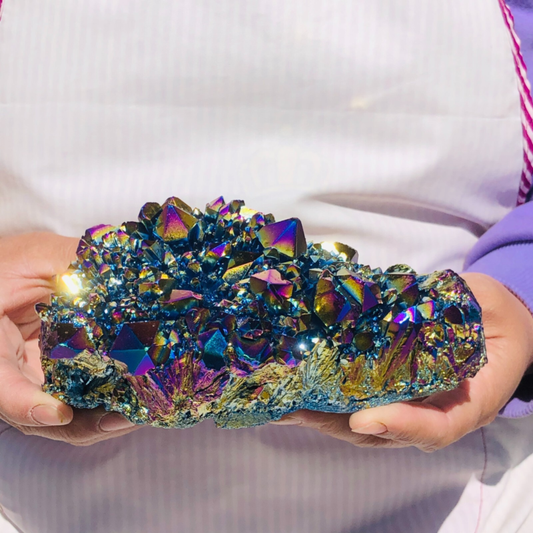 2.66LB Color Flame Aura Electroplate Quartz Crystal Specimen Healing point 462