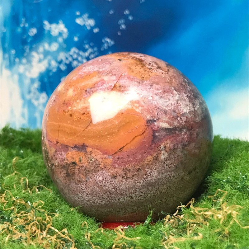 262GNatural Marine Jasper Quartz Ball Crystal Ball Mineral Sample Restoration