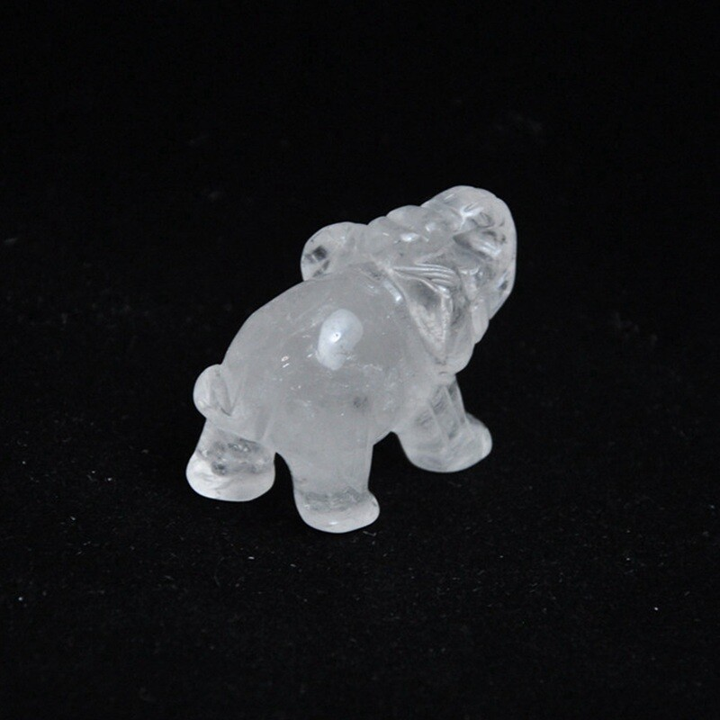 Natural Quartz Baby Elephant Stone Crystal Healing Carved Gemstone Animal Decor