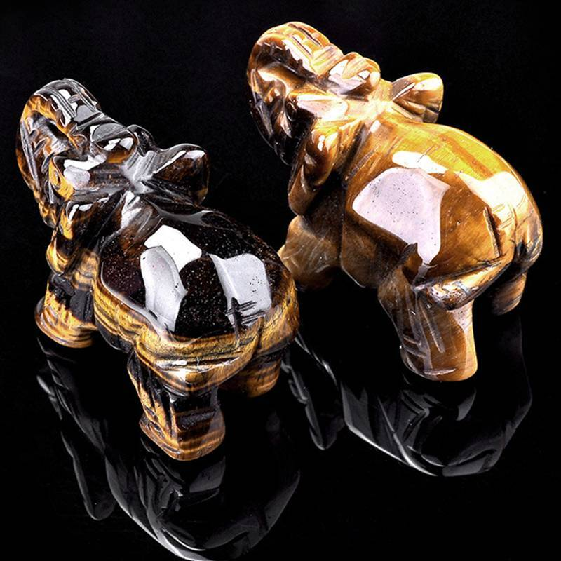Natural Quartz Baby Elephant Stone Crystal Healing Carved Gemstone Animal Decor