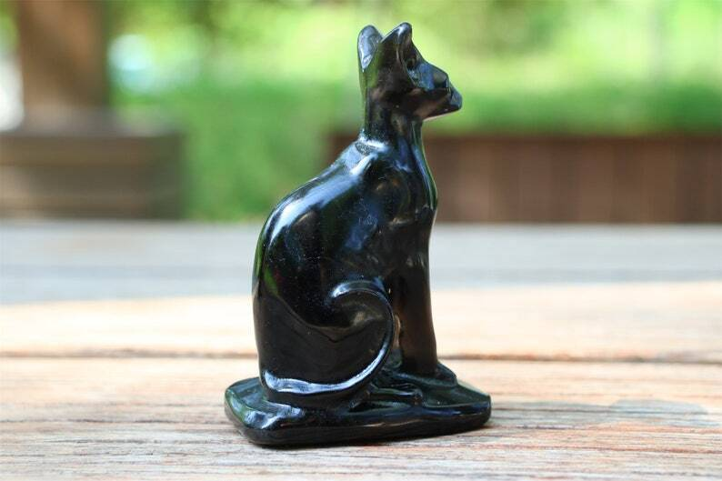 3.5" Natural Silver Obsidian Carved Hairless Cat Reiki Crystal Skull Decor 1PC