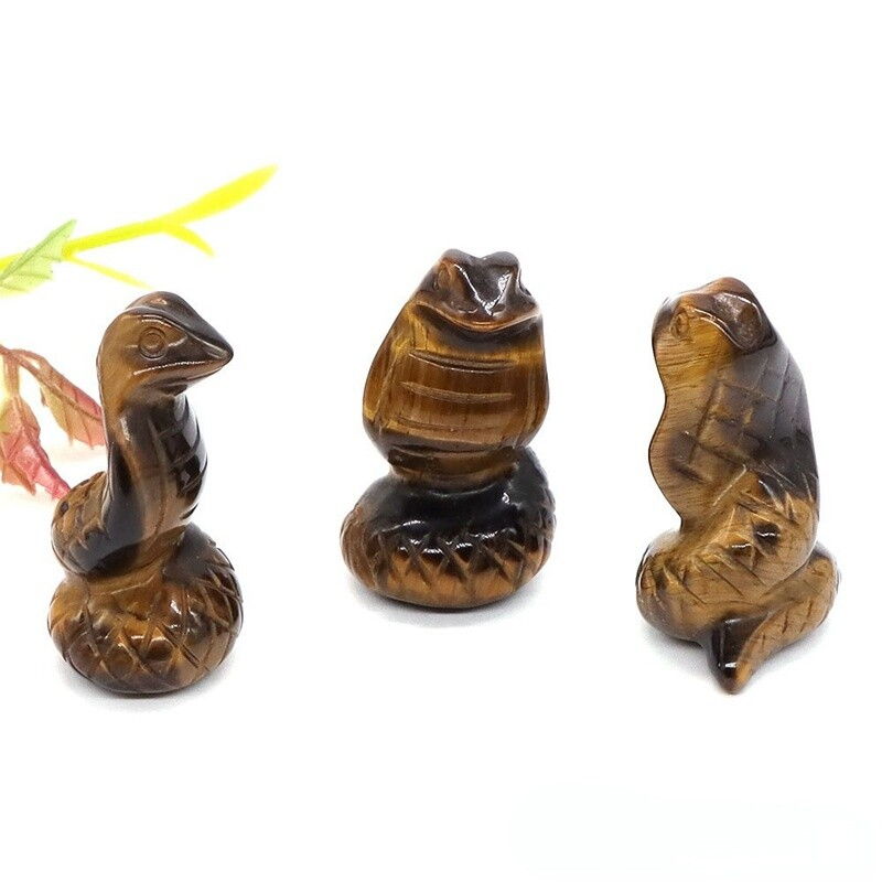 Natural Quartz Crystal Carved Snake Viper Healing Stone Cobra Animal Decor Reiki