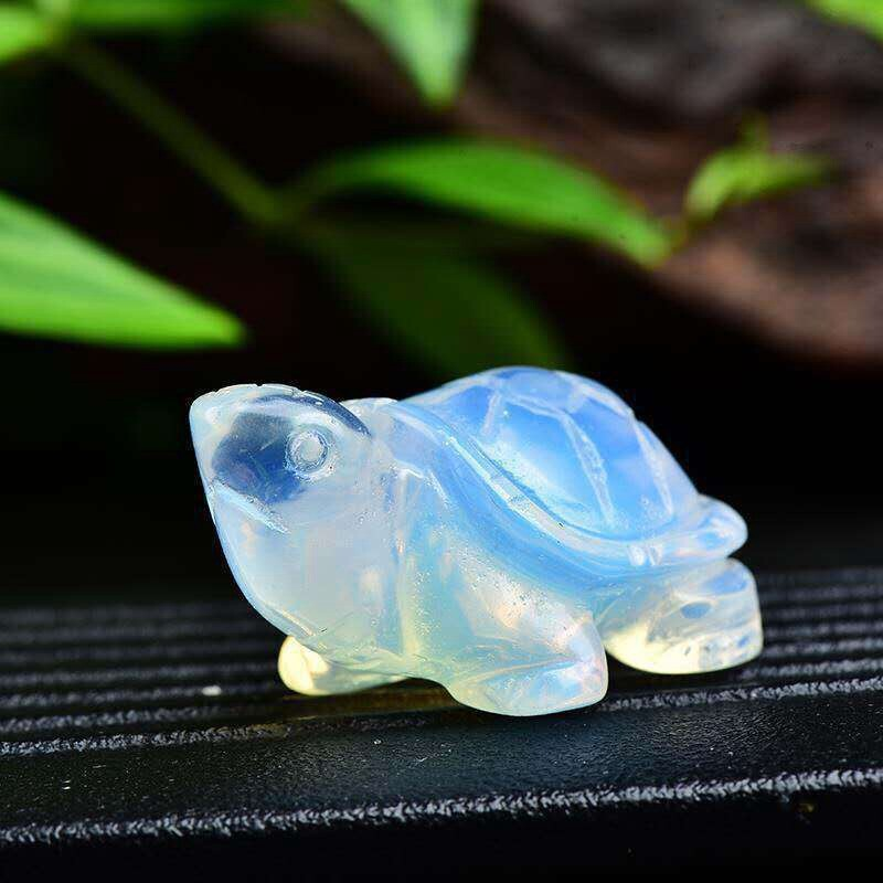 Natural Quartz Crystal Longevity Chakra Healing Stone Carved Turtle Animal Reiki