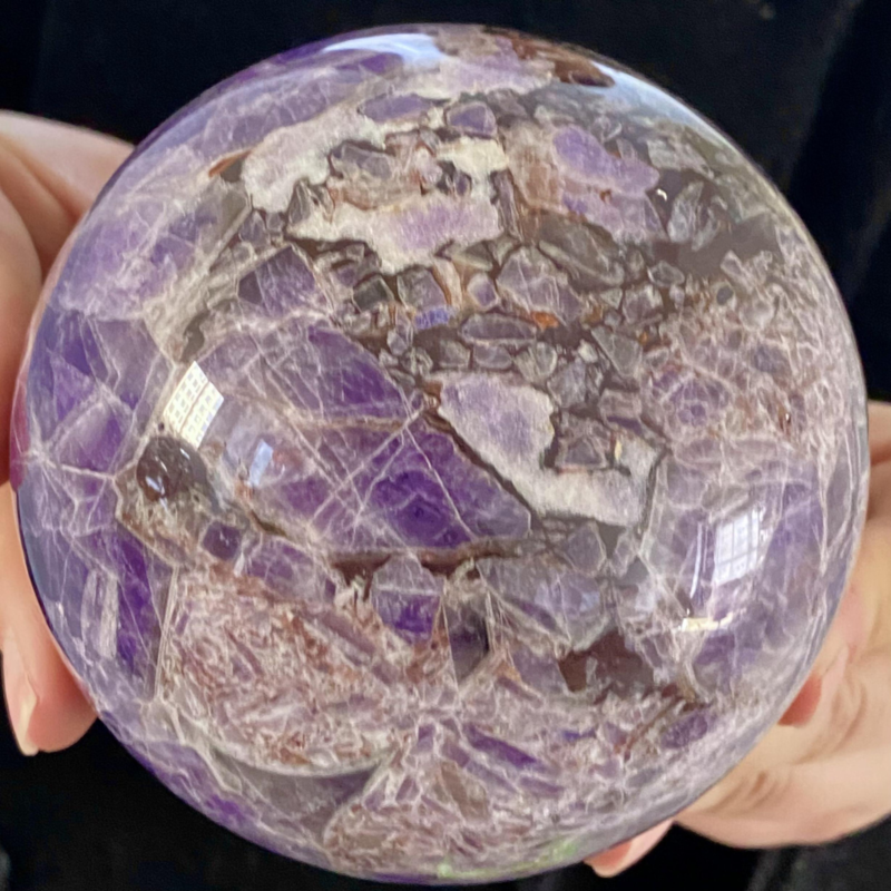2.83LB Natural Dream Amethyst Quartz Crystal Sphere Ball Healing