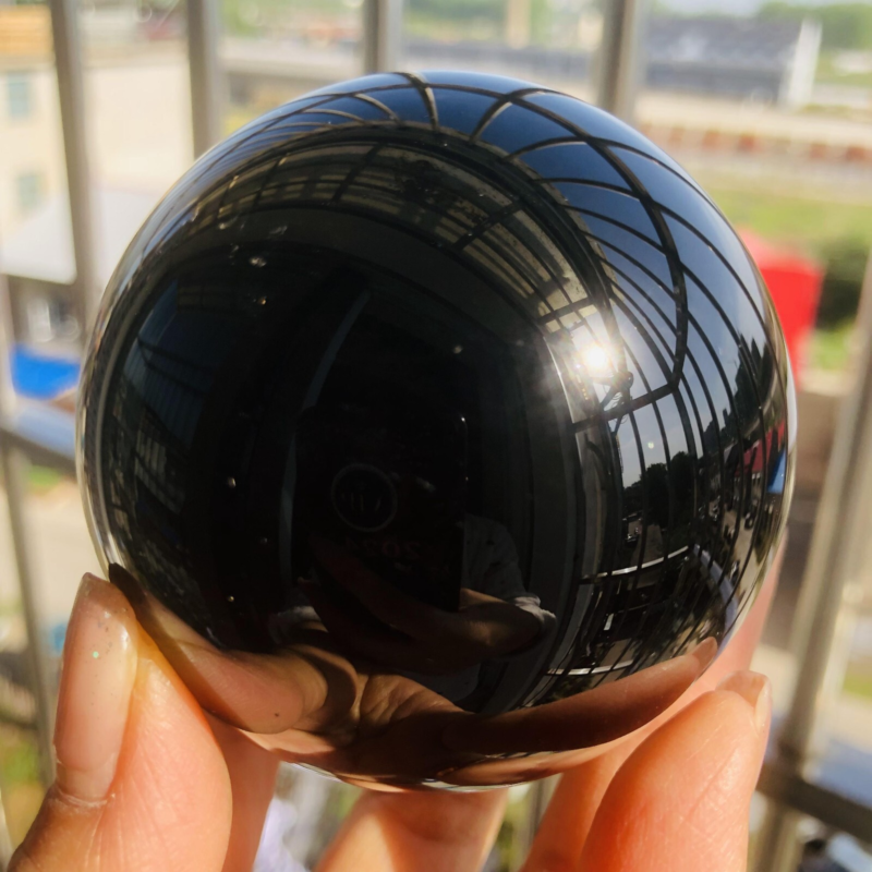 425G Natural obsidian crystal energy ball  D659