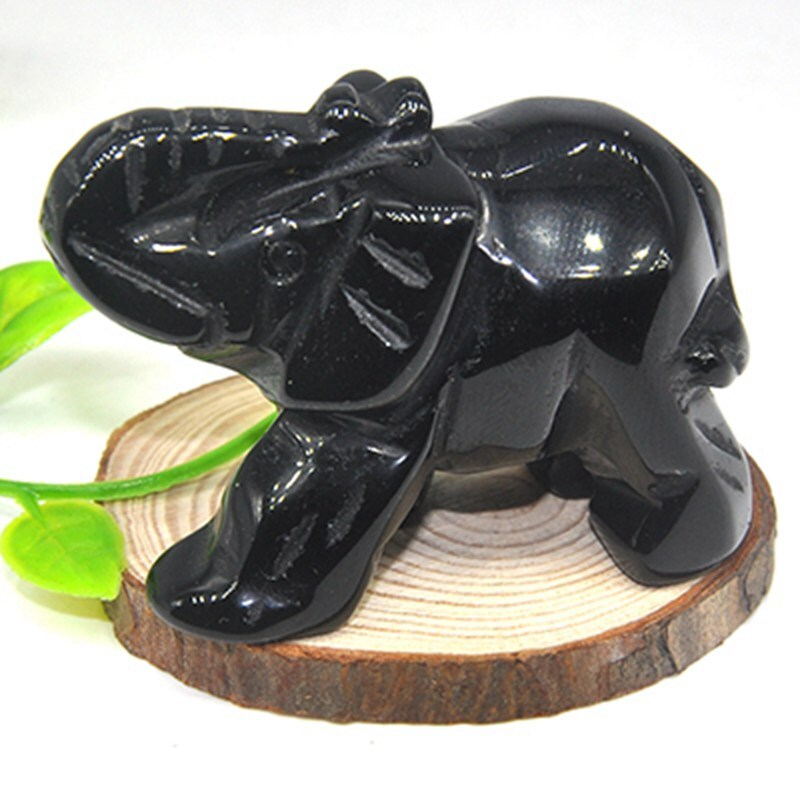 Natural Quartz Baby Elephant Stone Crystal Healing Carved Gemstone Animal Decor