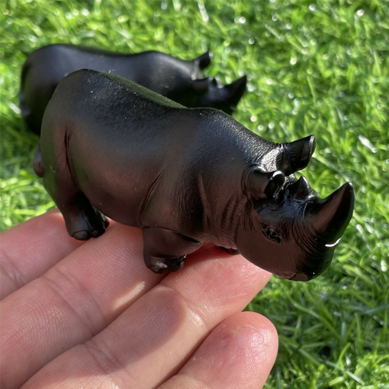 2.3“ Natural rhino Carved Quartz Crystal Obsidian Skull Healing care 1PC
