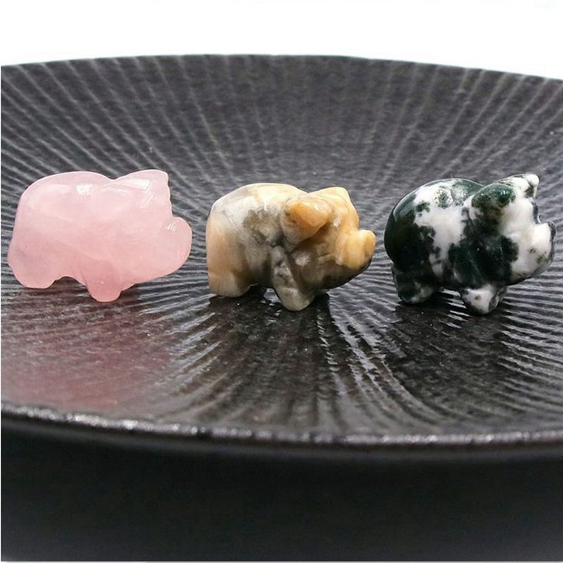 Natural Crystal Pig Animal Carved Cute Piglet Quartz Gemstone Piggy Healing Gift