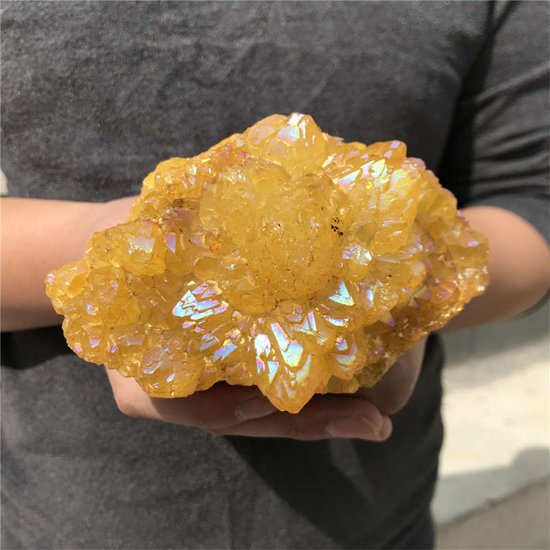 800g Electroplate Rainbow cluster quartz crystal mineral specimen reiki healing