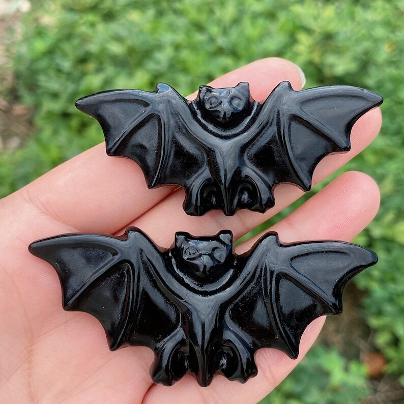 1PC Natural Obsidian Bat Quartz Crystal Decoration Heal Gifts Energy Animal 20g+
