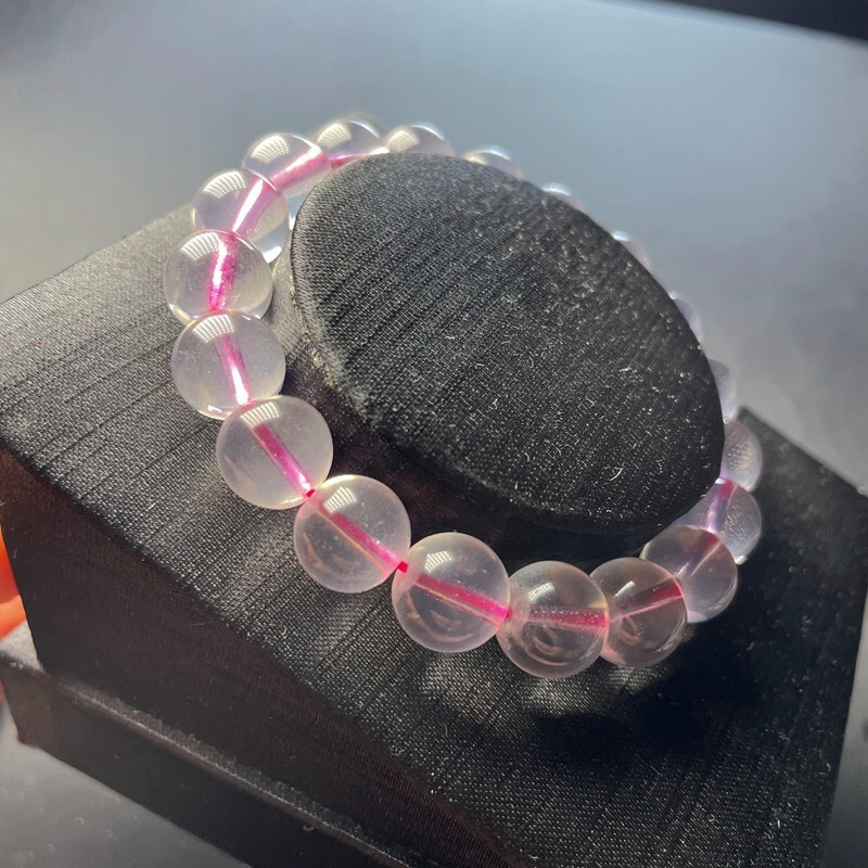 10mm  Natural Clear Starlight Pink Rose Quartz Crystal Gemstone Beads Bracelet