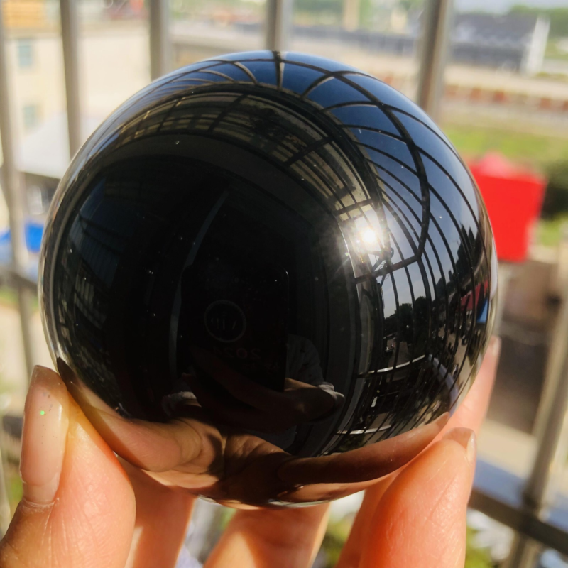 425G Natural obsidian crystal energy ball  D659