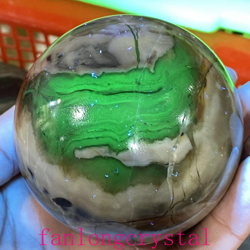 1pc Natural Fluorescent agate Ball Quartz Crystal Polished Sphere healing 55mm