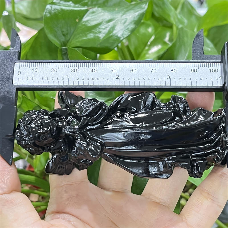 1pc Natural obsidian Angel girl hand carved Quartz Crystal stone skull Reiki Hea