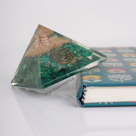 XL Malachite Orgone Pyramid Gemstone Reiki Crystal Healing Free Shipping