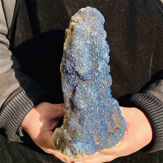 3000g Color Flame Aura Electroplate Agate Quartz Crystal Cluster Specimen