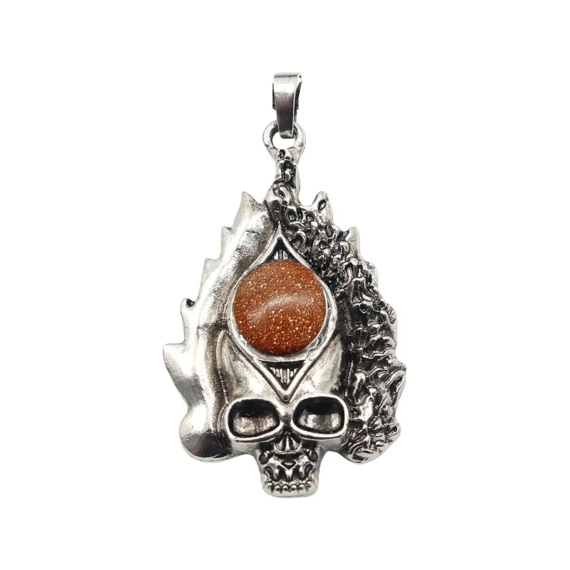 3P Fashion Gothic Skull Keychain Silver Skeleton Stone Pendant Keyring Jewelry