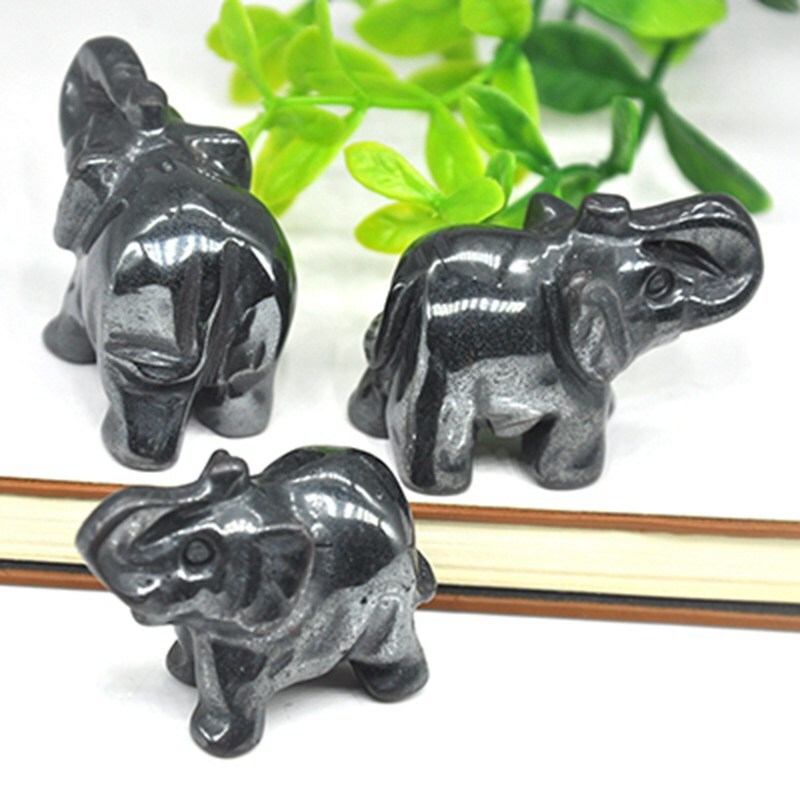 Natural Quartz Baby Elephant Stone Crystal Healing Carved Gemstone Animal Decor