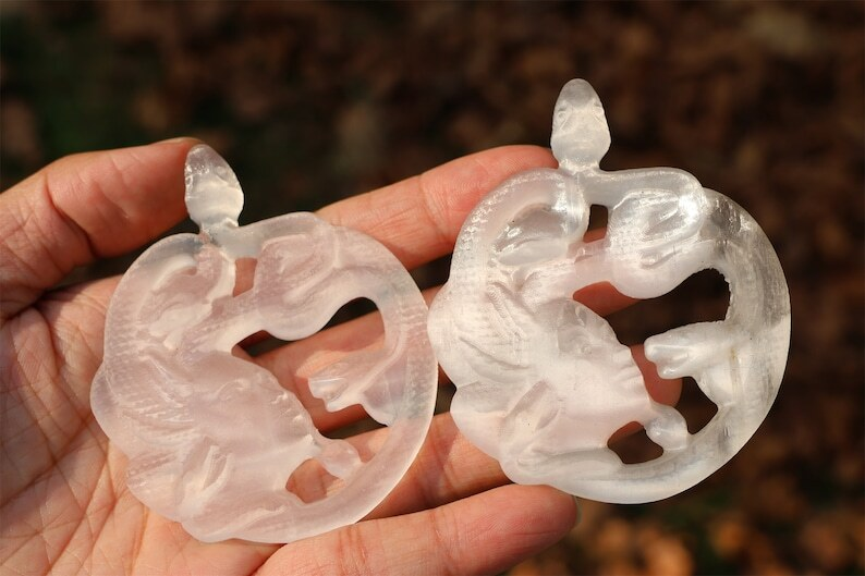 3.1" Hand Carved Natural Gypsum Medusa Reiki Crystal Skull Decor Crystal Gift 1x