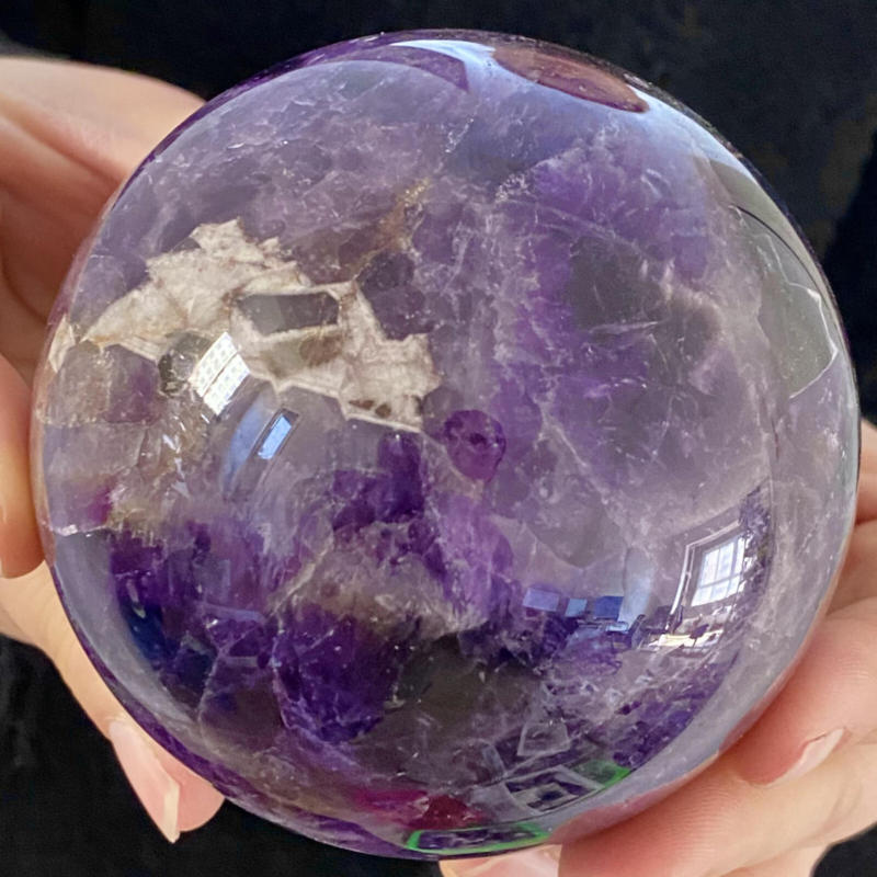 1.73LB Rare High Quality Purple  Amethyst Quartz Crystal Sphere Healing Bal
