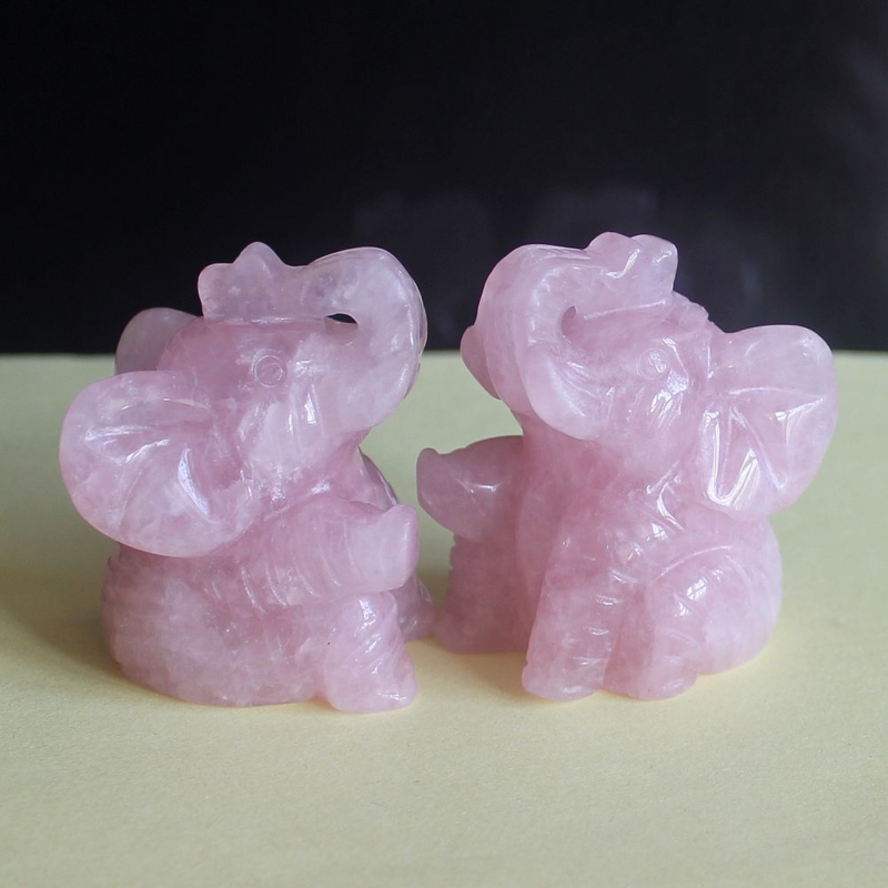 Carved gemstone crystal sitting elephant figurine animal carving home decor 2''