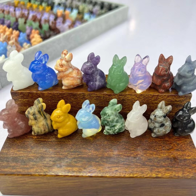 50pcs Natural Mini Mix quartz crystal carved Rabbit skull Reiki random