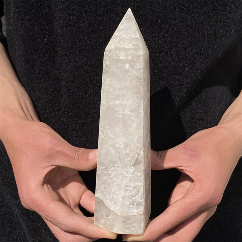 950gNatural  White Quartz Obelisk Crystal Wand Point Healing Mineral Stone