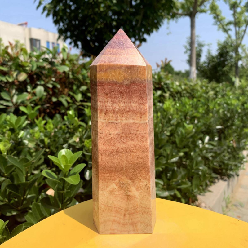 1084g Natural Pork Stone Quartz Obelisk Crystal Wand Point Tower Reiki Healing