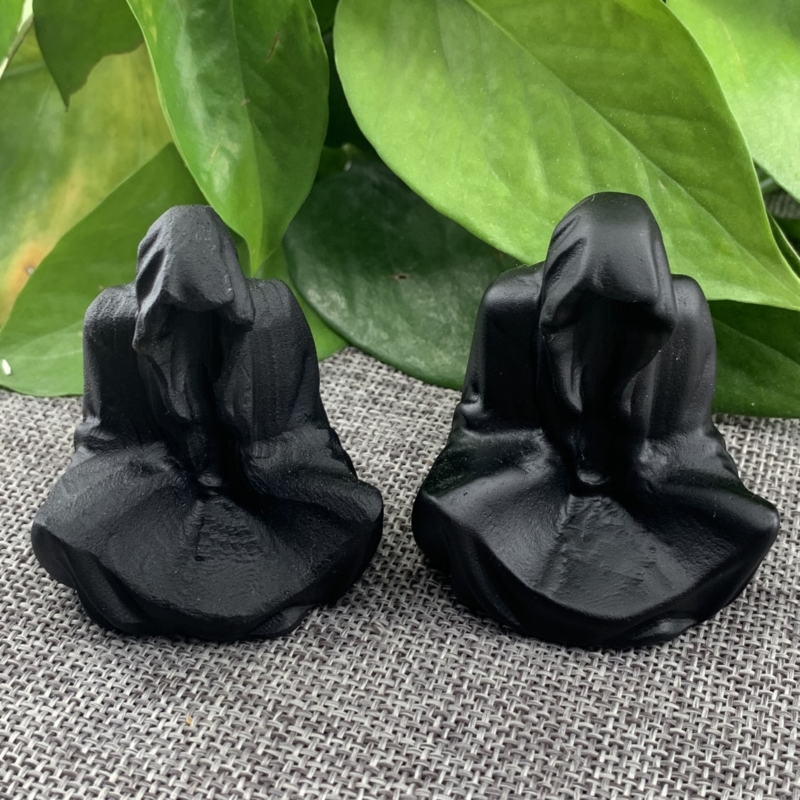 2" Natural Obsidian Quartz Carved Quartz Crystal Skull Reiki Healing Gift 1pc