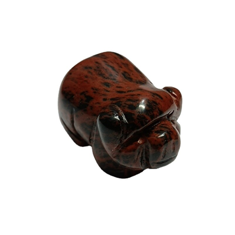 Natural Quartz Crystal Skull Carved Pig Healing Stone Wild Boar Piggy Animal Gem