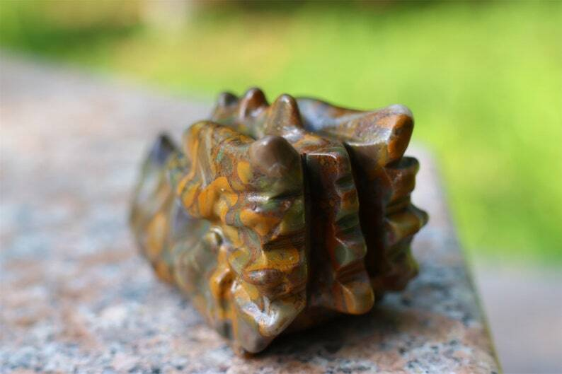 3" Carved Natural Azolite Dragon Head Reiki Crystal Skull Decor Crystal gift 1PC