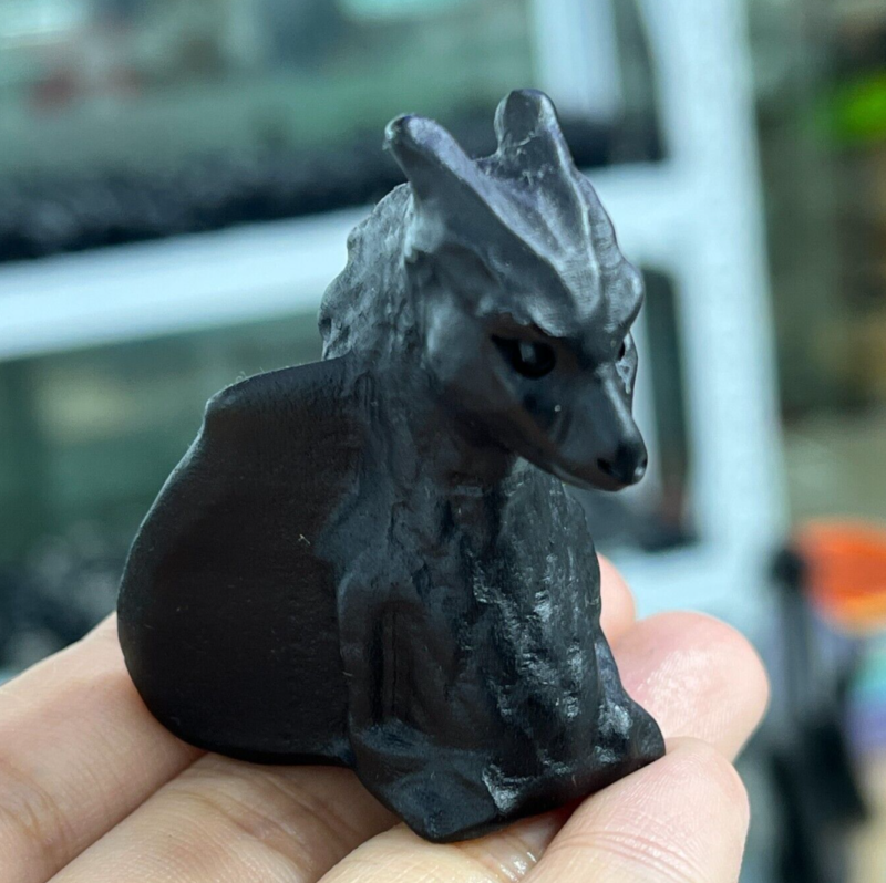 1pc Natural obsidian dragon carved quartz crystal skull animal random gift 1.9”