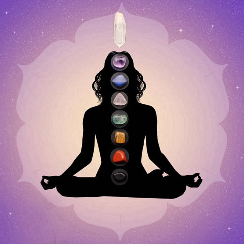 5Pcs 7 Chakra Healing Balance Crystal Raw Natural Quartz Tumbled Stones W/ Pouch