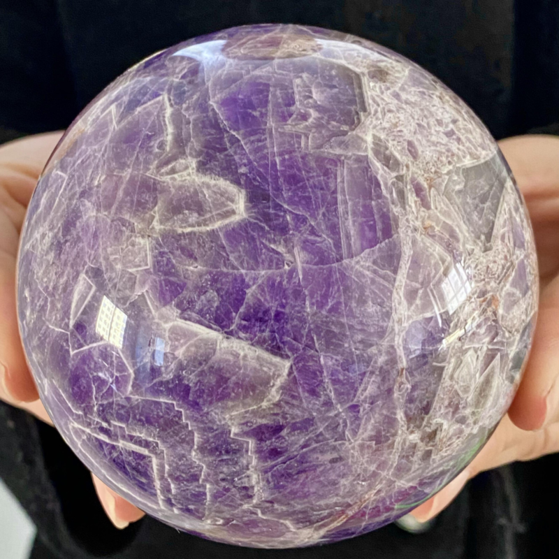 2.83LB Natural Dream Amethyst Quartz Crystal Sphere Ball Healing