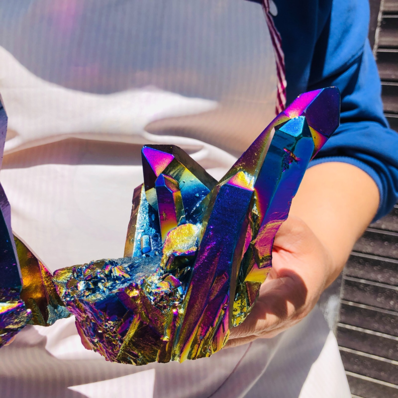 2pieces3.43LB Color Flame Electroplate Quartz Crystal Specimen Healing point 481