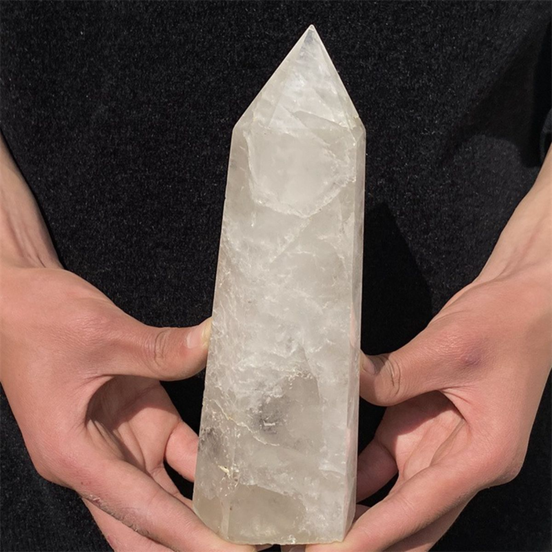 950gNatural  White Quartz Obelisk Crystal Wand Point Healing Mineral Stone