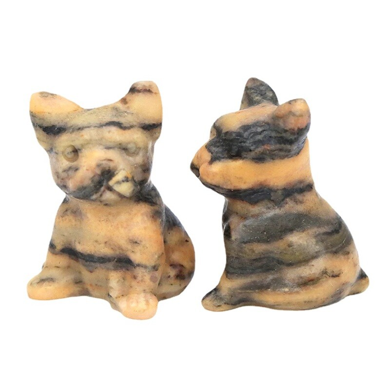 Natural Quartz Crystal Carved Rough Stone French Bulldog Healing Animal Decor