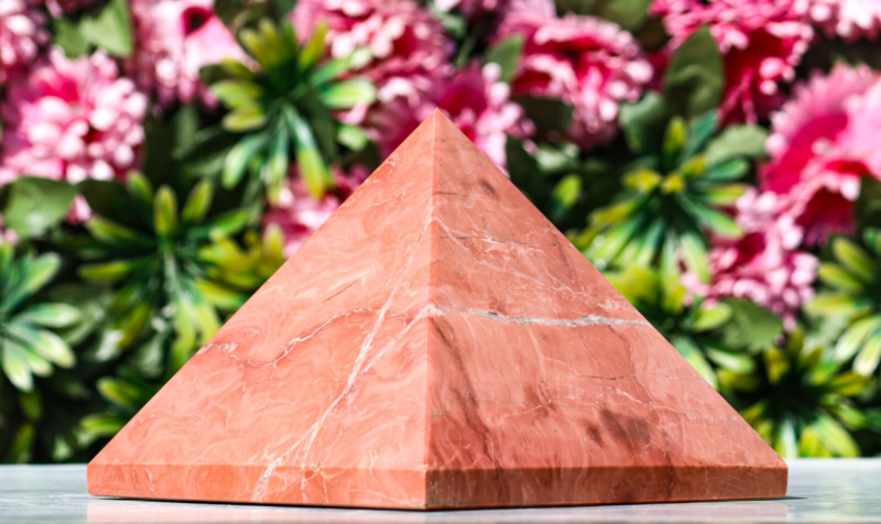 190MM Pink Bustamite Crystal Healing Chakra Energy Power Reiki Stone Pyramid