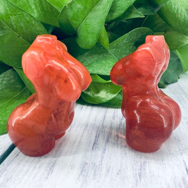 1pc Red Melting Stone Plumpy Goddess Crystal Carving Decoration Collection Heal