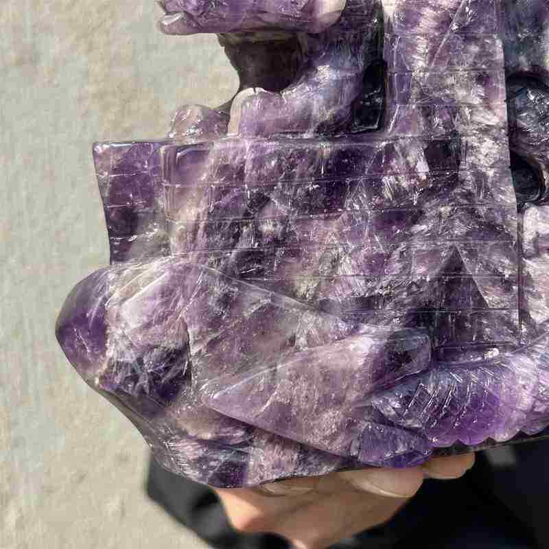 1.74kg Natural dreamy amethyst Dragon Castle carved Quartz Crystal skull Healing