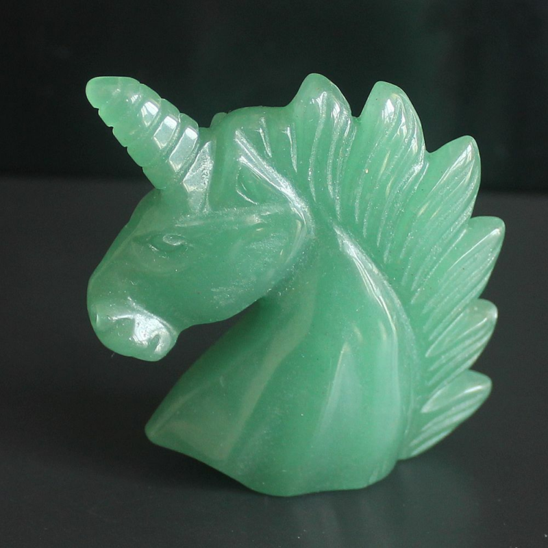 HLbshi Hand Carved Mixed Gemstone quartz crystal Unicorn animal Figurine Carving