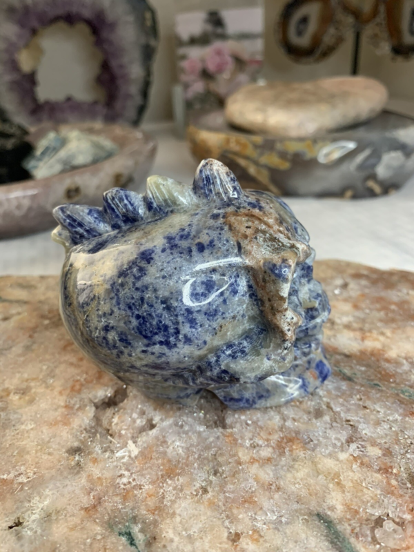 Lapis Lazuli Skull With Mohawk 472g 3 1/2” Carving