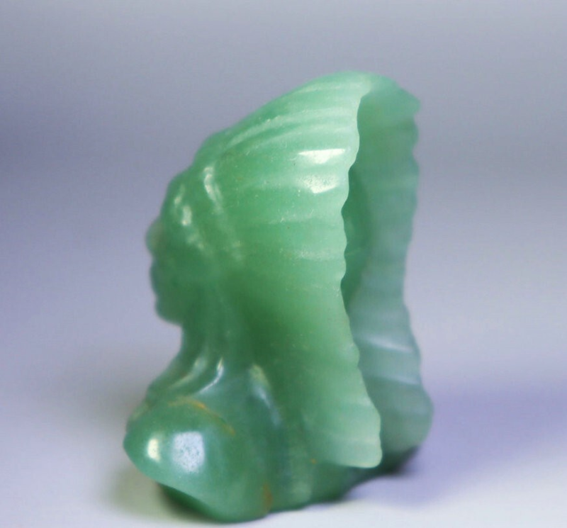 Natural Green Aventurine Carved Indian Chief Carved Skull Carving Reiki Healing