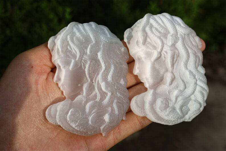 3" Carved Natural Selenite Medusa Reiki Crystal Skull Crystal gift Home Decor 1x