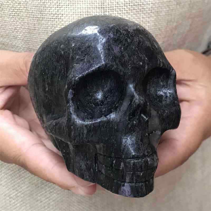 0.57kg Natural black jade quartz skull carved Quartz Crystal skull Healing