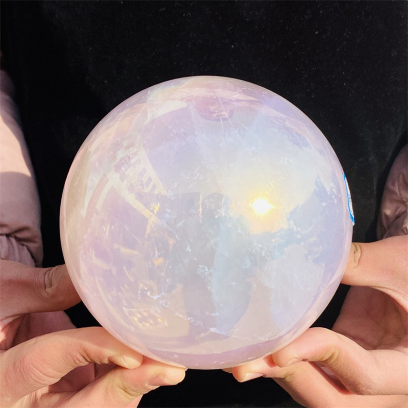 2521g Rose Crystal Ball Treasure electroplated Powder Healing Sphere