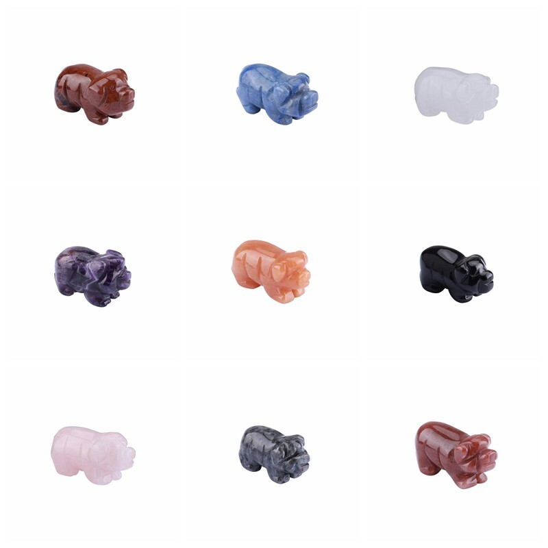 1.5'' Natural Quartz Crystal Cute Baby Piggy Hand Carved Healing Animal Decor