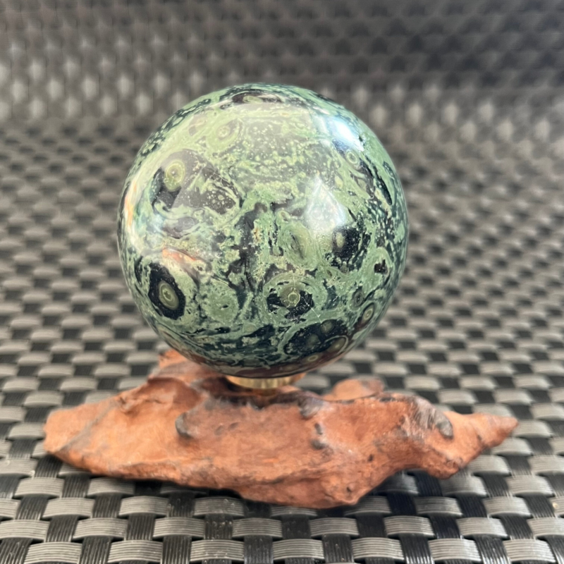 238G Natural Peacock's eye Crystal Polishing Stone ball Healing+Stand